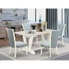 HomeStock 5-Piece Natural Oak Finish Solid Wood Top Dining Table with 4 Parson Chair - 2 of 4