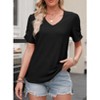 Coolmee Womens Summer Short Puff Sleeves Blouses Shirts V Neck Cute Solid Knit Casual Regular Fit Tops - 4 of 4