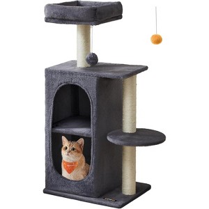 Cat Tree Tower with 2 Caves for Multi-Cat Households, Kittens, Scratching Posts - 1 of 4