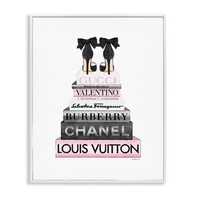 Stupell Industries Black Heels Pink Bookstack, 16" x 20"