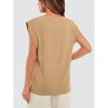 Women's Summer Cap Sleeve Tank Top Crew Neck Solid Casual Loose Fit Basic Tee Shirt - 2 of 4