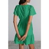 Womens Hollow Out Dress V Neck Short Sleeve Sundress A Line Mini Dress Elastic Wasit Dress Guest Dress - 3 of 4
