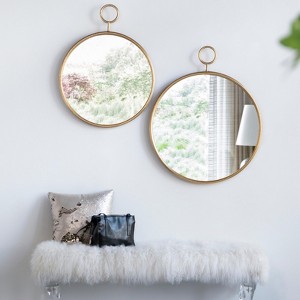 FONTOI 22.4" Circle Wall Mirror with Gold Iron Frame for Living Room Entryway and Office Adding Contemporary Style Practical Wall Decor Feature, Gold - 1 of 4