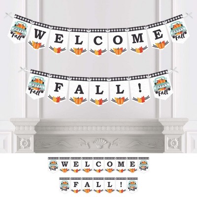 Big Dot of Happiness Happy Fall Truck - Harvest Pumpkin Party Bunting Banner - Party Decorations - Welcome Fall