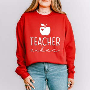 Simply Sage Market Teacher Vibes Cursive Apple Sweatshirt - 1 of 4