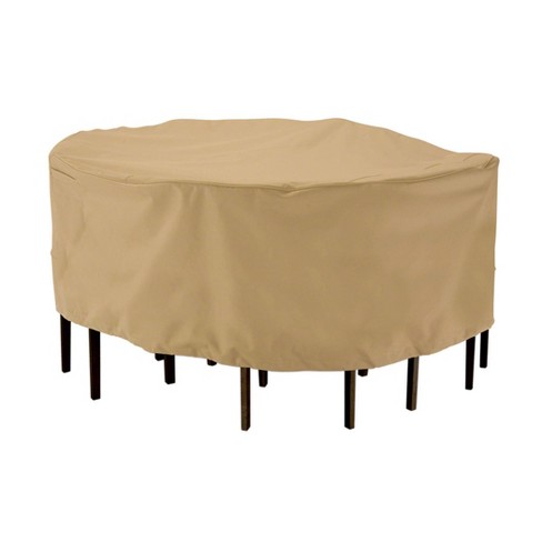 Classic accessories veranda large round patio table discount set cover with umbrella hole