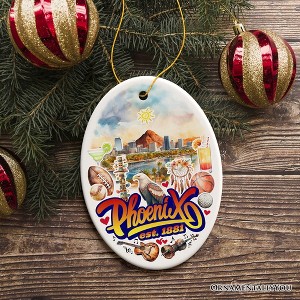 Artistic Phoenix City Handcrafted Ceramic Ornament, Arizona State Souvenir and Tree Decor| OrnamentallyYou - 1 of 4