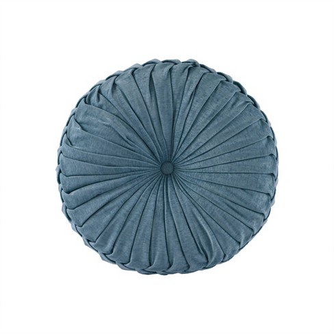 Neutral Velvet Pleated Round Pillow