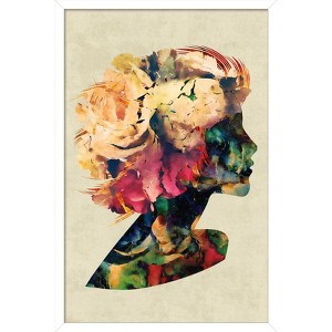 Trends International Floral Portrait of Woman Framed Wall Poster Prints - 1 of 4
