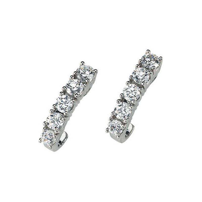 Pompeii3 1Ct T.W. Diamond Hoops Earrings in 14k White Gold Lab Created, 2 of 4