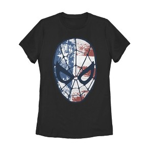 Women's Marvel Fourth of July  Spider-Man American Flag Mask T-Shirt - 1 of 3