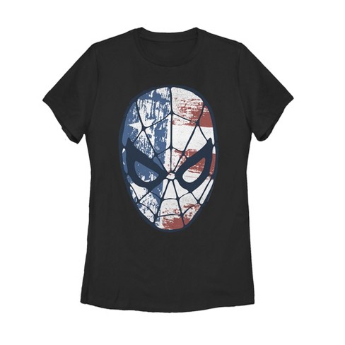 Women's Marvel Fourth of July  Spider-Man American Flag Mask T-Shirt - image 1 of 3