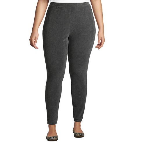 Lands' End Women's Plus Size Petite Sport Knit High Rise Corduroy Leggings  - 1x - Charcoal Heather : Target