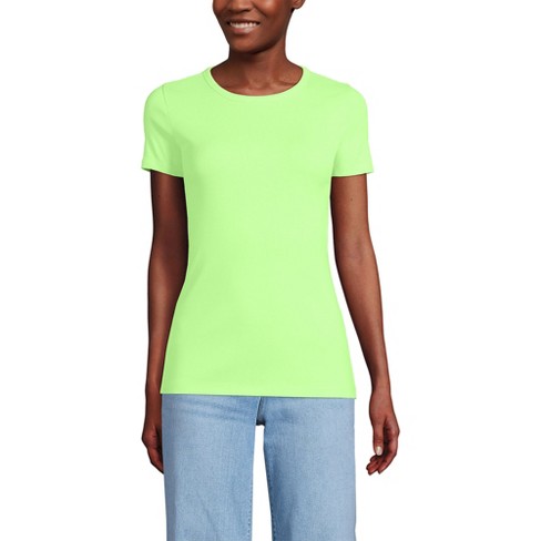 Lands' End Women's Petite Cotton Rib T-shirt - Large - Lime Jade : Target