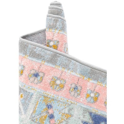 Whitney Pink Rectangular Synthetic Medallion Area Rug, 5x8 ft