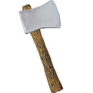 Skeleteen Realistic Hatchet Axe Toy - Wood Look Lumberjack Props Costume Accessories with Fake Tin Blade - 1 of 4