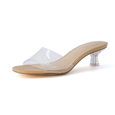 CUSHIONAIRE Women's Doral Lucite Kitten heel mule sandals +Memory Foam, Wide Widths Available