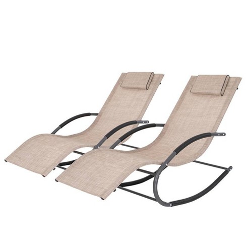 2pk Patio Rocking Chairs Curved Rocker Chaise Lounge Chairs