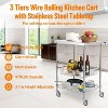 GustoWave 3 Tiers Wire Rolling Kitchen Utility Cart with Brake Wheels, Basket for Bar, Office - 4 of 4