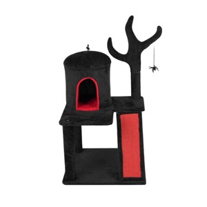 SEVOBAL Gothic Cat Tree Halloween with Spacious Cat Condo Brach Shaped Scratching Post Scratching Ladder Spider Toy for Indoor, Black, 57"*14"*57" - 1 of 4