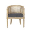 NicBex Rubber Wood Accent Chair, French Lounge Upholstered Armchair with Rattan Backrest and Rubber Wood Frame Comfy Chair for Living Room - 3 of 4