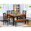 HomeStock 6-Piece Square Black & Cherry Finish Solid Wood Top dining Table with 1-Bench and 4-Chairs - 2 of 4