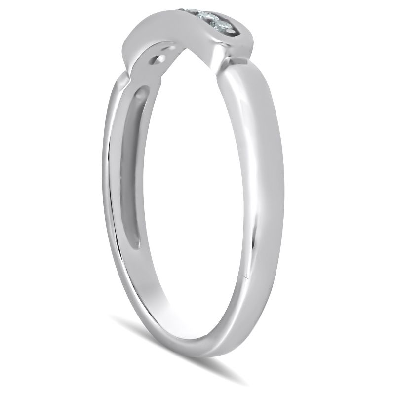 Pompeii3 10k White Gold 1/10ct Diamond Anniversary Wedding Promise Ring High Polished, 2 of 5