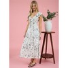 August Sky Women's Front Mock Tie Sweetheart Neckline Floral Midi Dress - 3 of 4