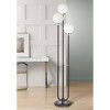 Pacific Coast Lighting Mid Century Modern 68" Tall Standing Floor Lamp Pole 3-Light Foot Switch Black Metal Living Room Bedroom Globe White Shade - 2 of 4