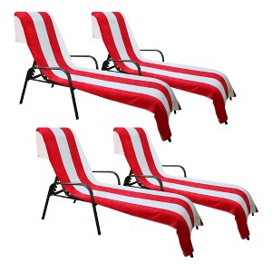 Cabana Striped Cotton Standard Size Towel/ Chaise Lounge Chair Cover Set by Blue Nile Mills - 1 of 4