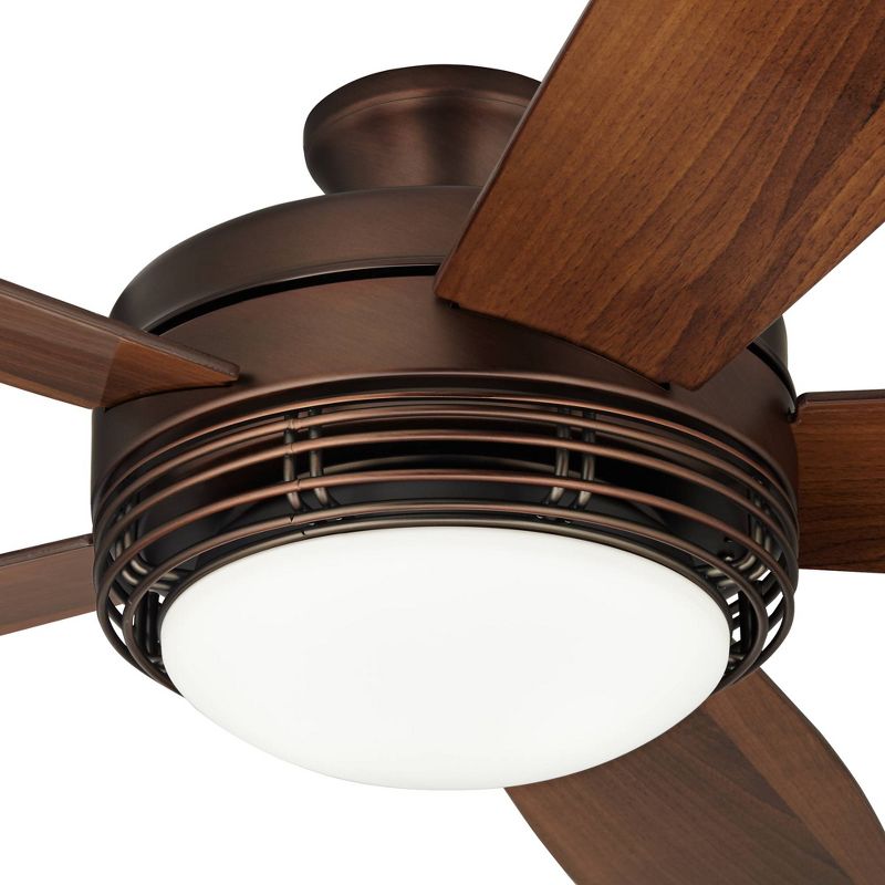 60" Casa Vieja Province Modern Indoor Outdoor Ceiling Fan with Light LED Remote Oil Brushed Bronze Dark Walnut Opal Glass Damp Rated for Patio House, 5 of 11