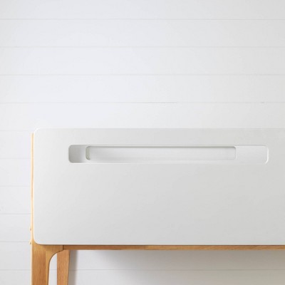Twin White and Natural Wood Bunk Bed with Guardrails