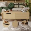 Belord Modern Boho Coffee Table with Storage, Living Room Accent Center Table with Fluted Sliding Doors, Natural Wood Finish - 4 of 4