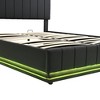 Lift Up Storage Bed Frame with Charging Station & Led Lights, Upholstered Platform Bed with Headboard, Hydraulic Lift System - 3 of 4