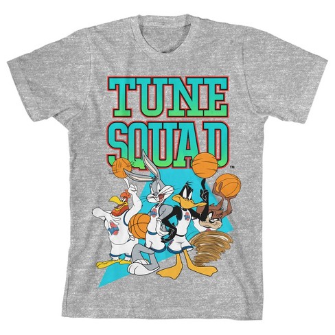 Bioworld Space Jam 1996 Tune Squad Character Group Youth Boys Athletic  Heather Gray T-Shirt-XS