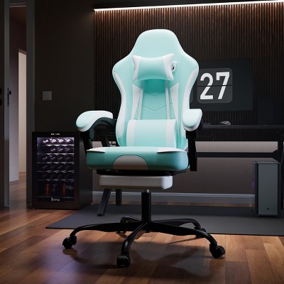 Ergonomic Gaming Chair with Adjustable Recline, Footrest, 3D Linkage Armrest, Lumbar & Neck Support, for Office & Gaming-Cuddlewood