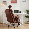 SEVOBAL Task and Office Chairs Office Chair with Footrest, High Back PU Computer Chair with Lumbar Support for Home, Office, Brown, 33"*25"*17" - 4 of 4