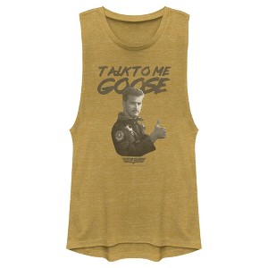 Juniors Womens Top Gun Talk to Me Goose Thumbs Up Festival Muscle Tee - 1 of 4