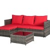 Outdoor Sofa Set, 6 Pcs Furniture Set, Wicker Sofa With Cushions,  L- Shaped Sofa, Detachable Lounger and Coffee Table -Coolbibila - 3 of 4