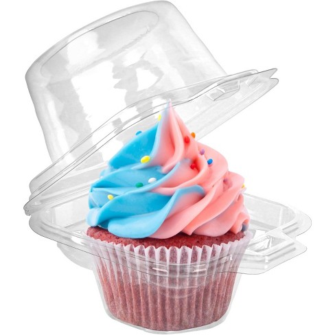 Lotfancy 100pcs Individual Cupcake Containers Plastic Clear Cupcake Holder With Lid Cupcake Boxes Target