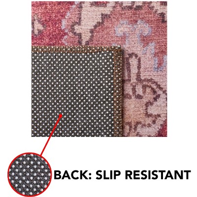 Tucson Red and Beige Synthetic Washable Area Rug