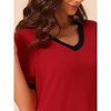 cheibear Women's V Neck Short Sleeves with Pockets Slit Long Nightgown - 4 of 4