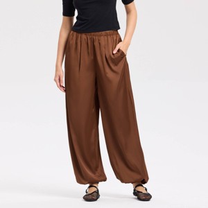 【新品】LEINWANDE High-rise Balloon Trousers Women's High-Rise Satin Twill Balloon Pants - A New Day™ Brown XL
