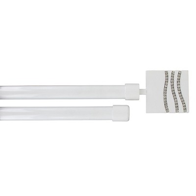 Evideco French Home Goods Adjustable Double Curtain Rod 50"-82" with Decorative Finials, Available in Black or White