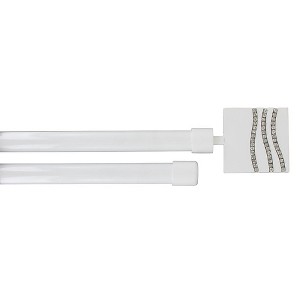 Evideco French Home Goods Adjustable Double Curtain Rod 50"-82" with Decorative Finials, Available in Black or White - 1 of 4
