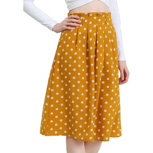 Allegra K Women's Printed Belted Elastic High Waist Vintage A-Line Midi Skirt - 1 of 4