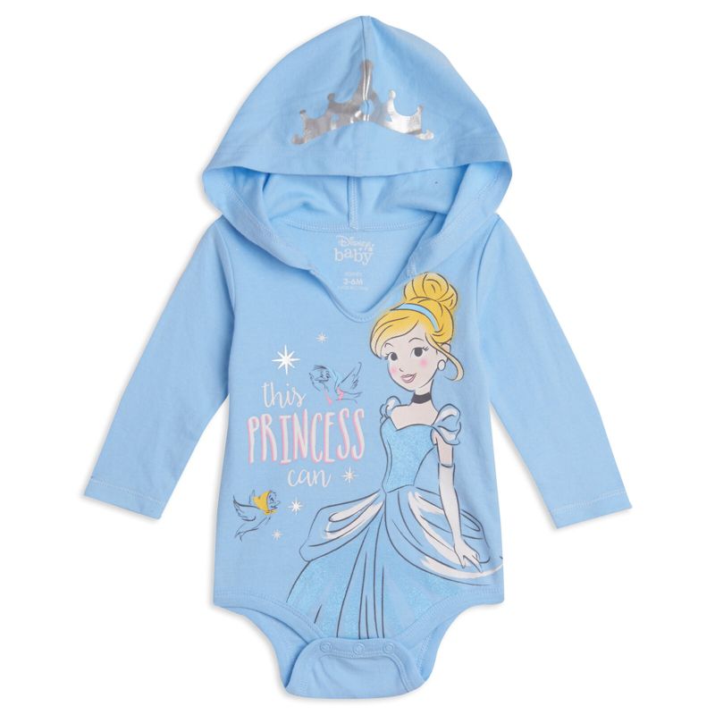 Disney Cinderella Princess Belle Princess Ariel Baby Girls 3 Pack Bodysuits Newborn to Infant, 5 of 9