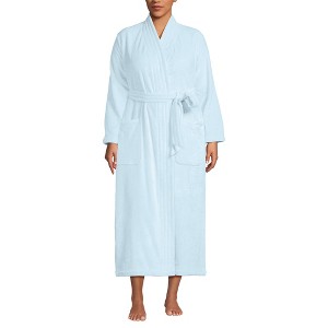 Lands' End Women's Cozy Plush Long Wrap Robe - 1 of 3