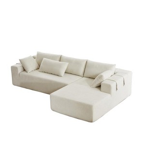 TiramisuBest 108" L Shaped Sectional Sofa Chenille Upholstered Modular 4 Seat Convertible Couch Set Seating 6 Pillows Living Room Left /Right Side - 1 of 4