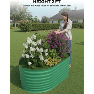 2Pack Raised Garden Bed, Galvanized Planter Raised Beds for Gardening, Oval Large Metal Planter Boxes Outdoor for Vegetables, Flowers, Patio - 1 of 4